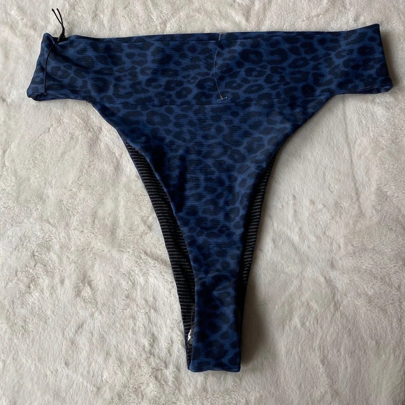 New! Acacia Mateo bikini bottom leopard animal print blue Amur 19792 - Picture 8 of 13